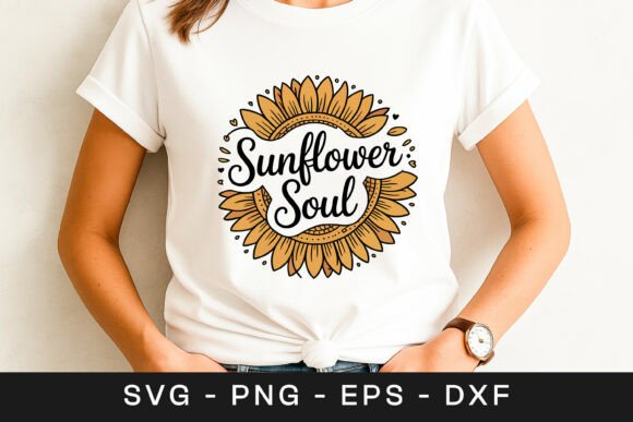 Sunflower Soul Positive Quote SVG PNG: Graphics for Crafts & Branding